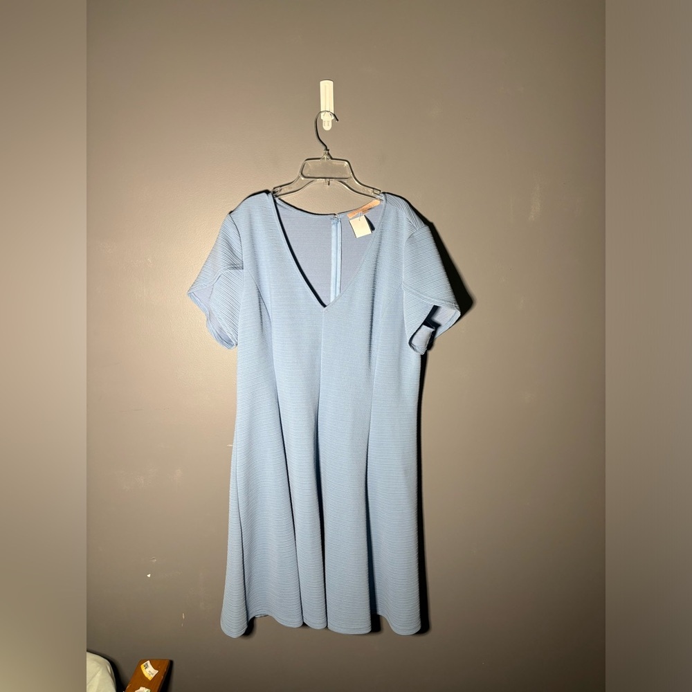 Anthropologie Hutch Lisa Blue Flare Knit Flare Dress Size 1X - Picture 2 of 5